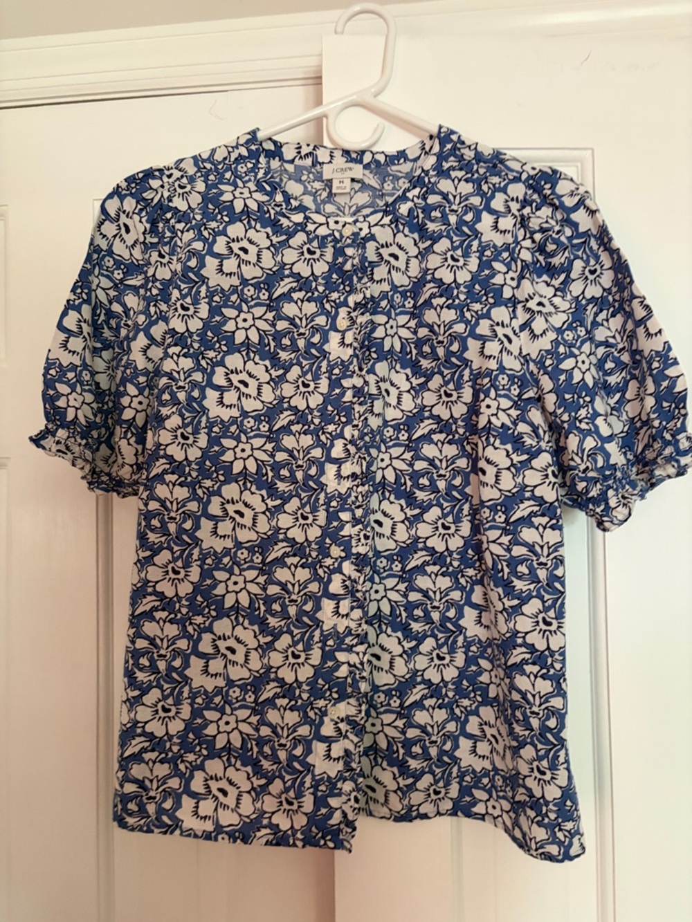 J. Crew Blue and White Floral Blouse